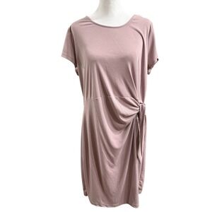 Skies Are Blue Pink Tie Front Midi Dress XL‎ Modal Blend Soft Stretch Casual
